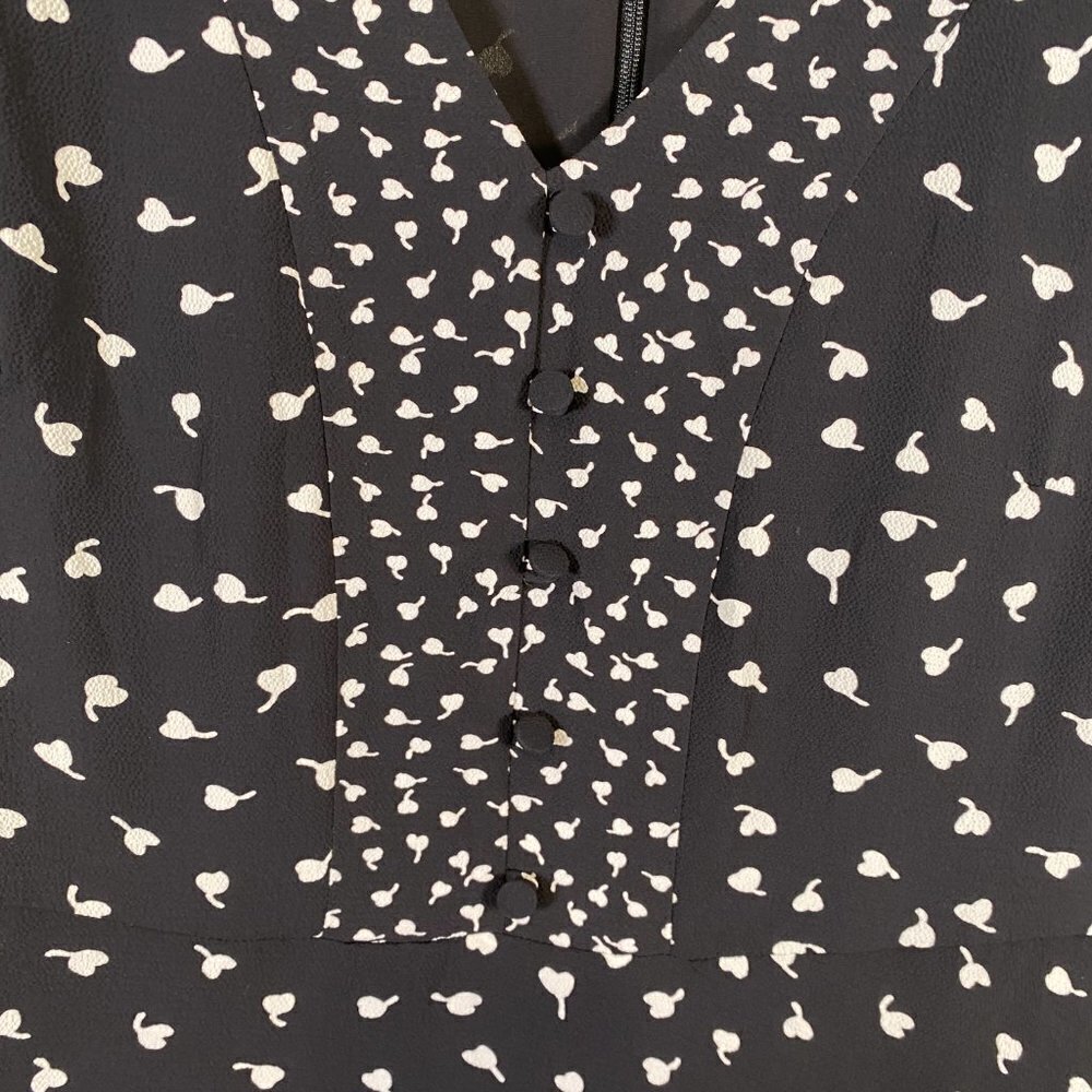Talbots Black White Print Flutter Short Sleeve Mi… - image 8